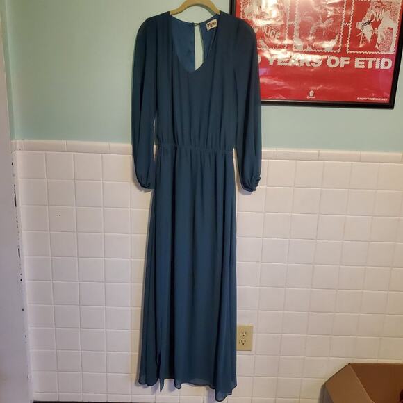 Show Me Your Mumu Deep Jade Chiffon Jocelyn Maxi Dress Women's Size Large - Picture 12 of 13